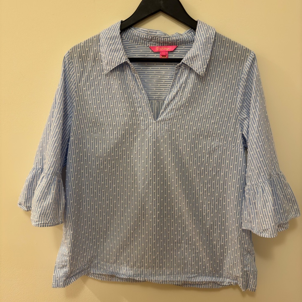 Lilly Pulitzer Ginger Blue Peri Tint Yarn Dye Stripe with White Clip Large